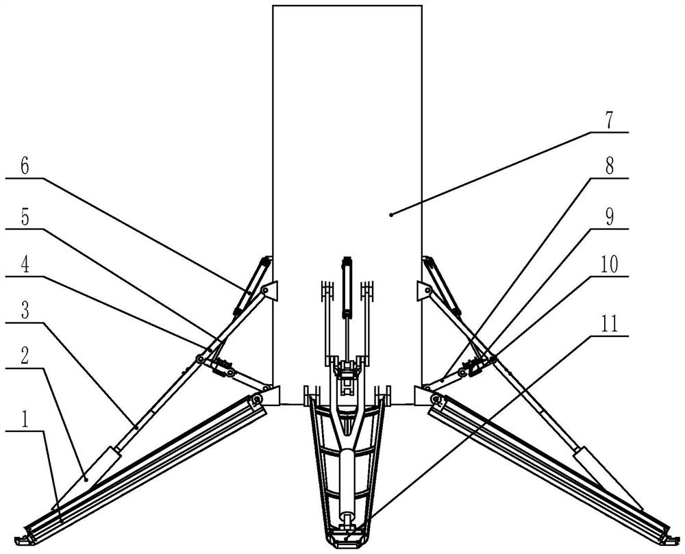 A Pneumatically Driven Retrievable Rocket Landing Support Mechanism