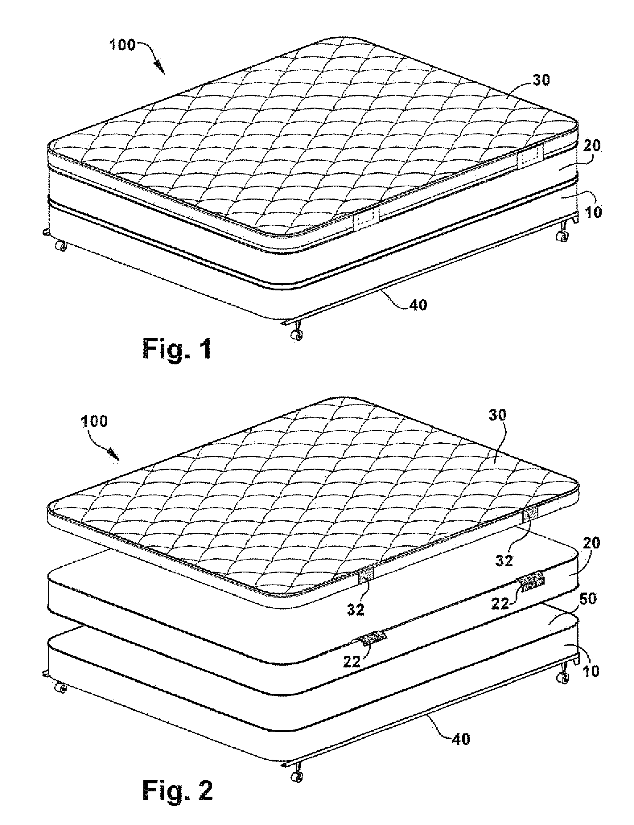 Mattress assembly with convertible topper