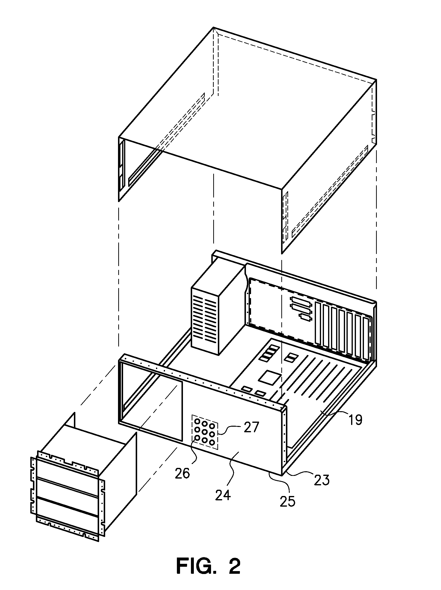 Heat sink fin structure blocking electromagnetic radiation
