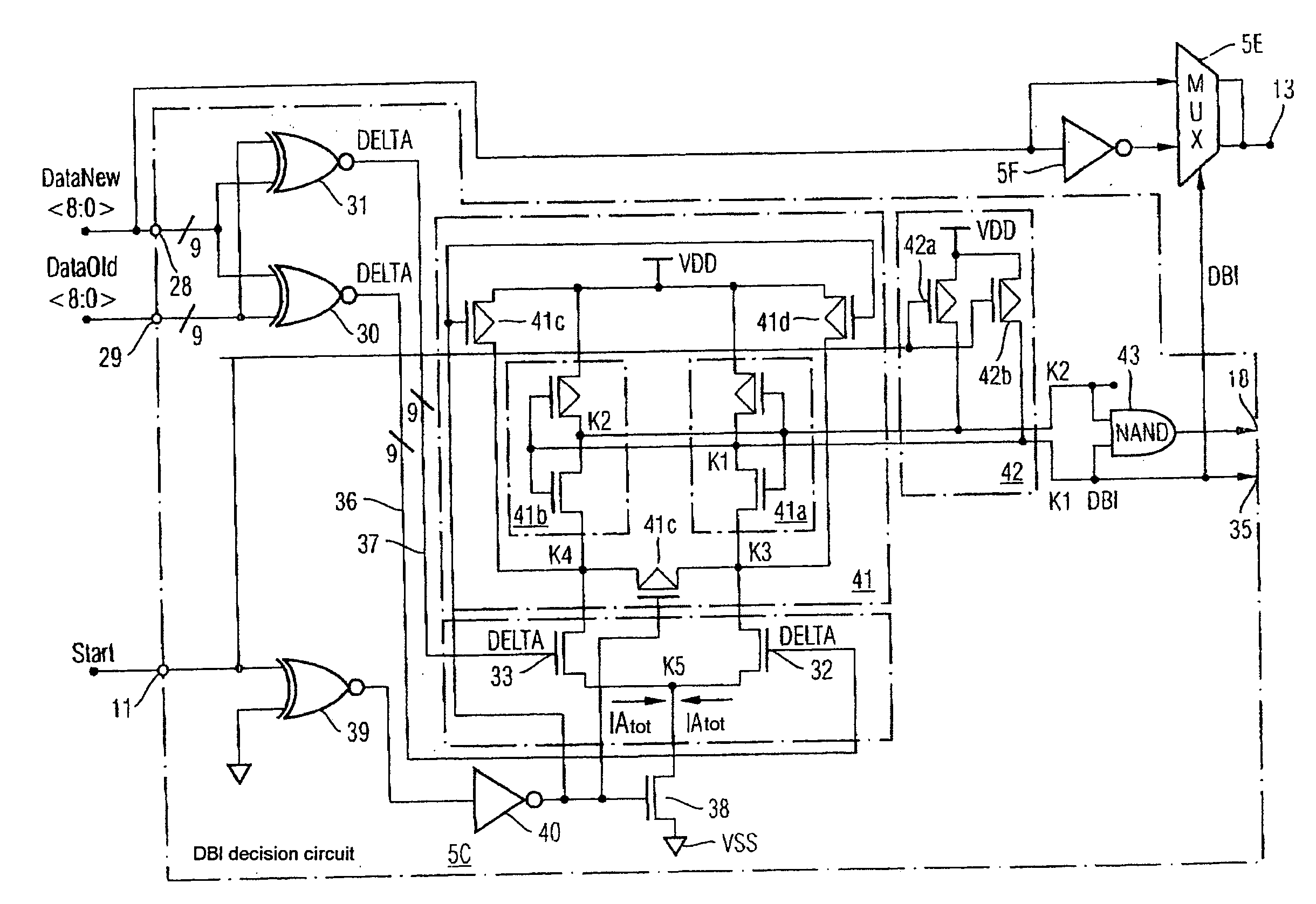 Circuit for producing a data bit inversion flag