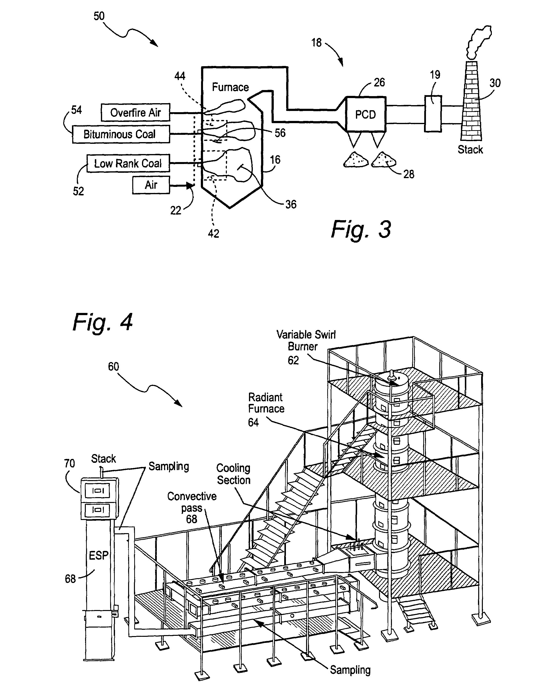 Mercury reduction system and method in combustion flue gas using coal blending