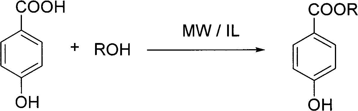 Preparation method of nipagin ester compound under promotion of sulfonic acidic ionic liquid