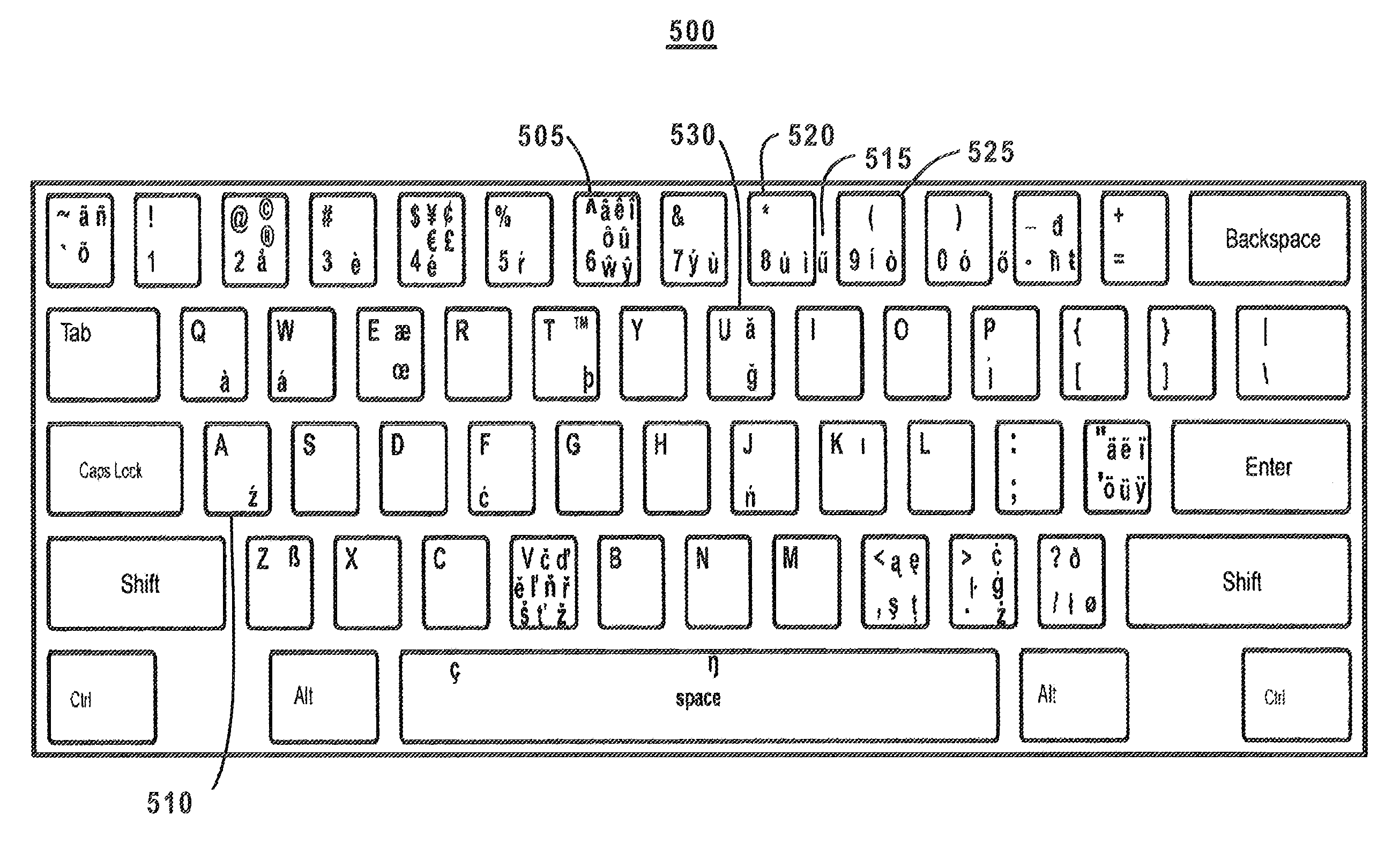 System and method for generating language specific diacritics for different languages using a single keyboard layout