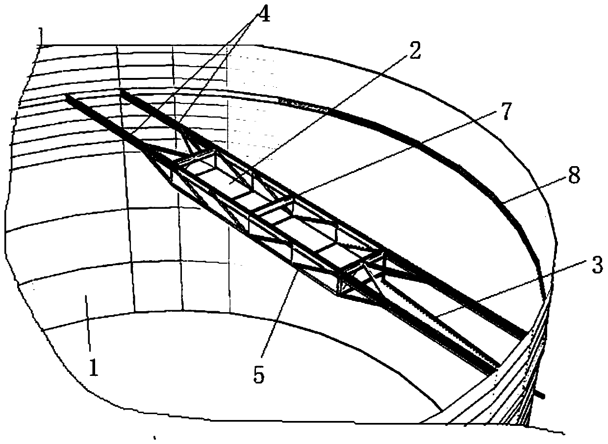 Suspension type high-position oil collecting device used in fixed top storage tank