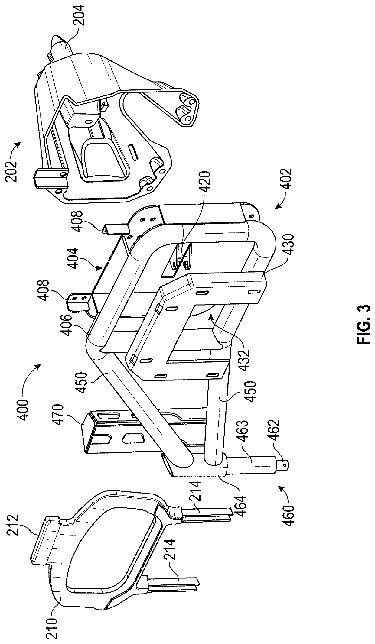 Swing away support assembly for spare tire carrier