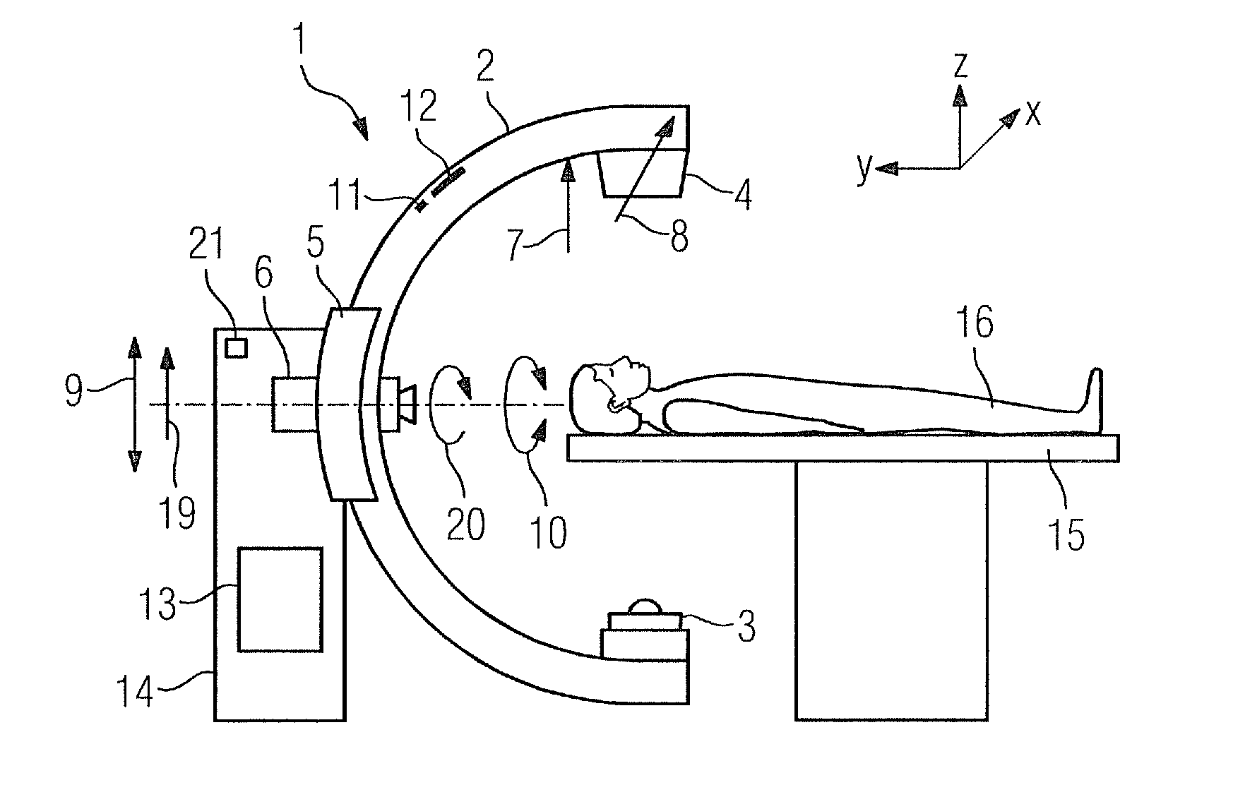 X-ray apparatus and method for controlling the movement of an x-ray apparatus