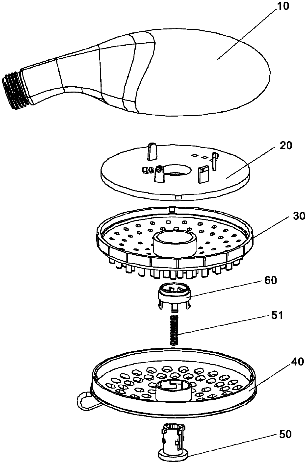Clamping connection and separating assembly and sprinkler