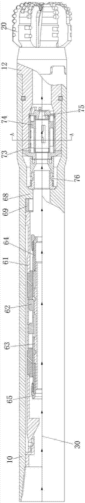 Vibration-torsion compound impact speed-up drill bit