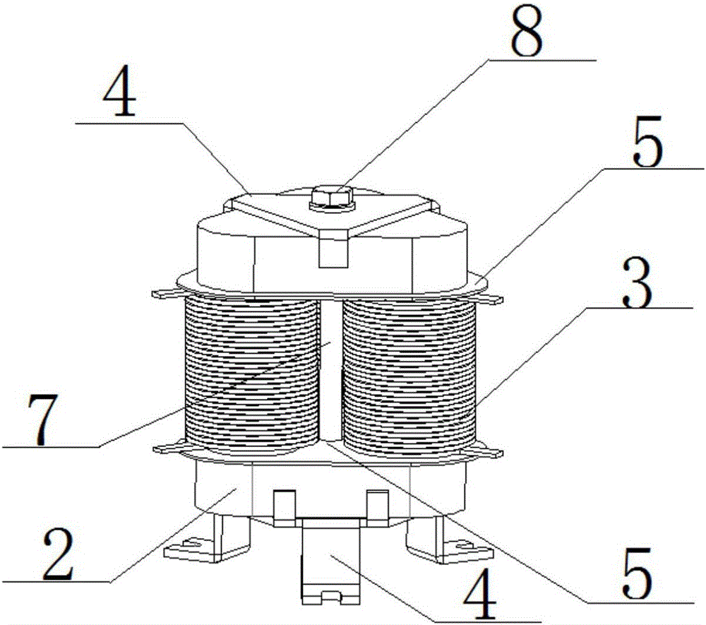 Equivalent-magnetic-circuit full-powder-core high-frequency three-dimensional reactor