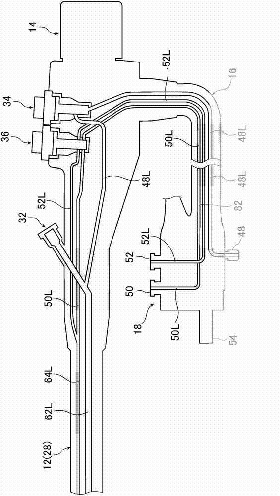 Fluid pipeline switching device and endoscope