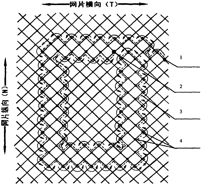 Reparing method of polyethylene twist netting for net box or purse net