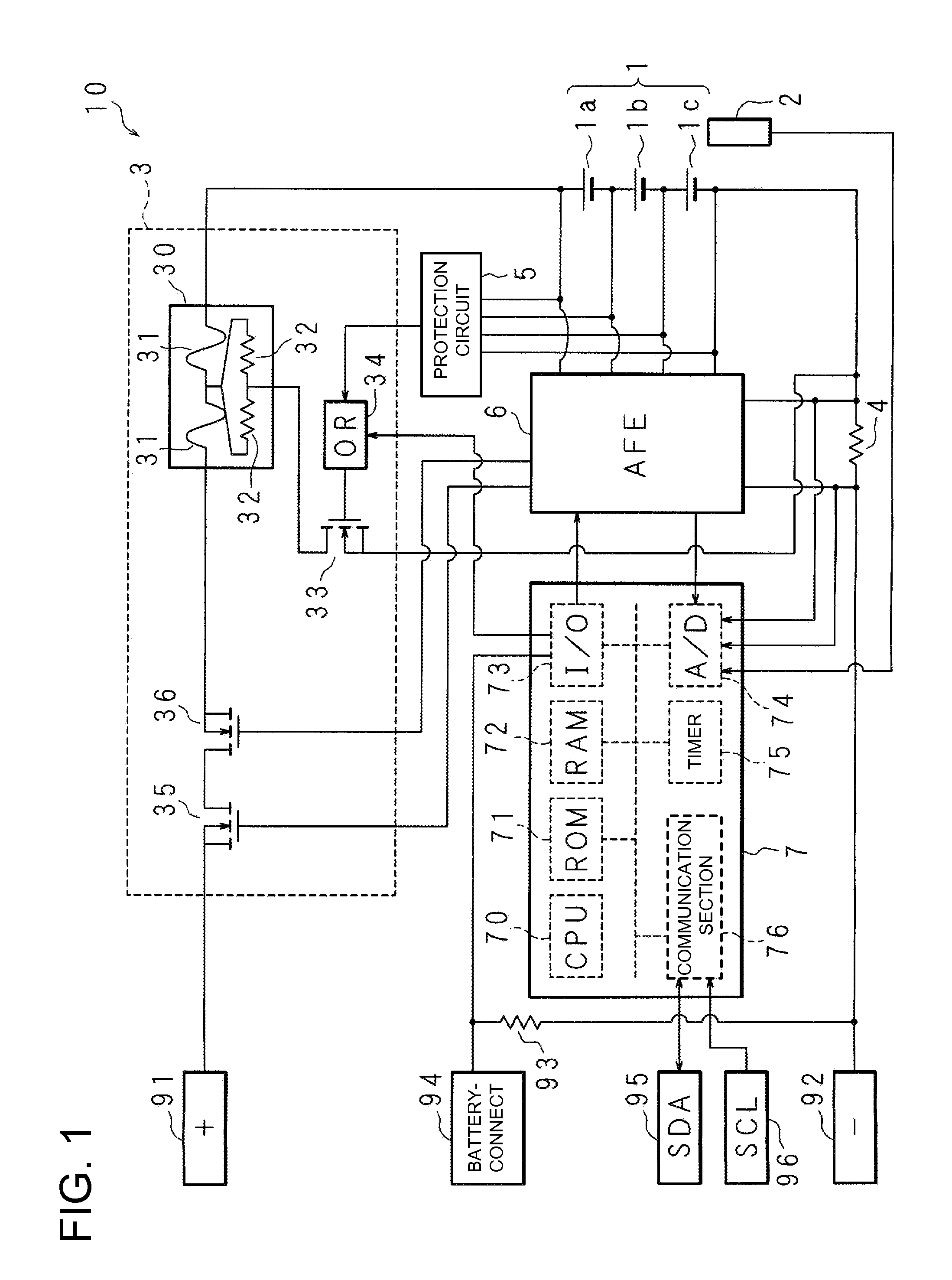 Battery pack, method of determining malfunction, and a malfunction decision circuit