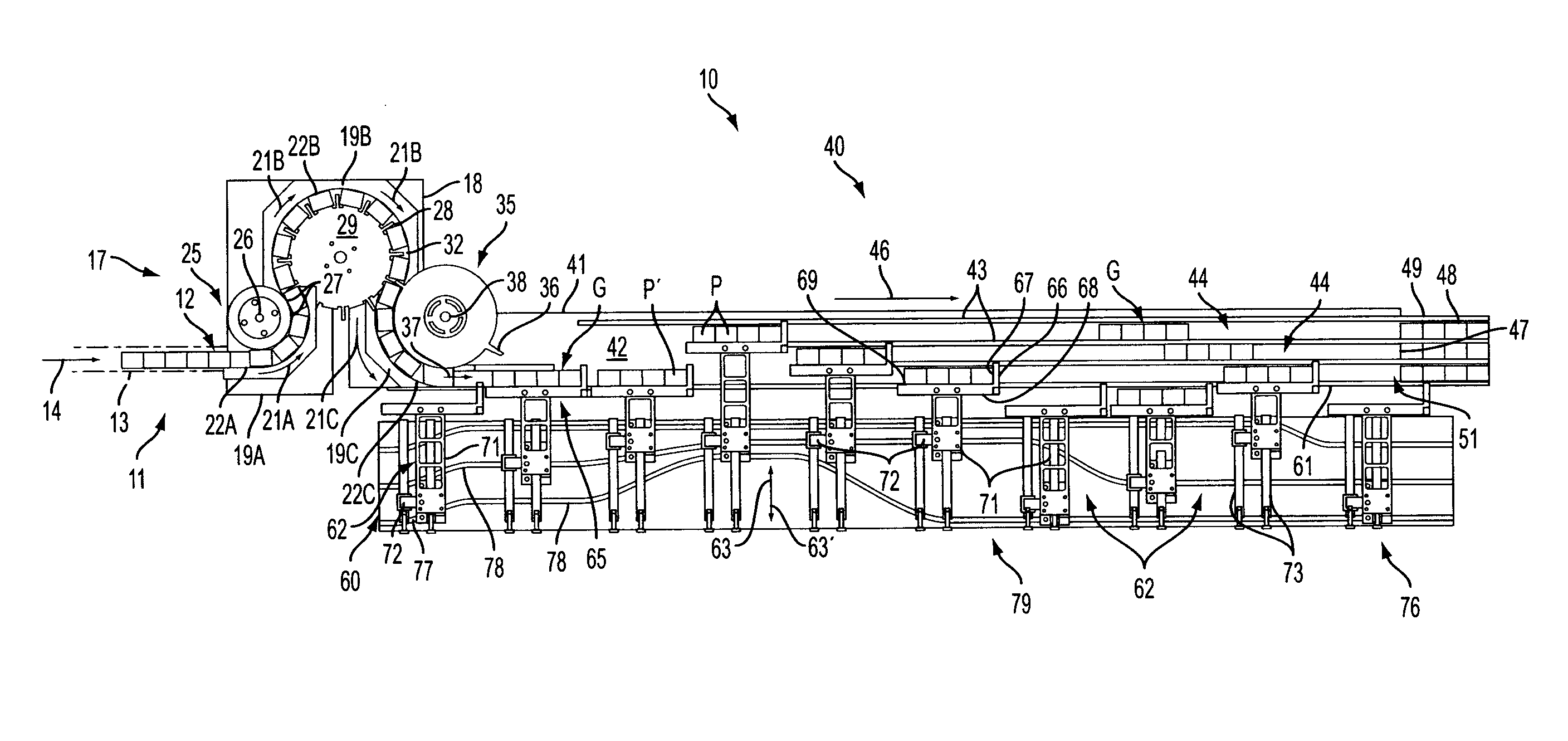 Continuous motion product selection and grouping system