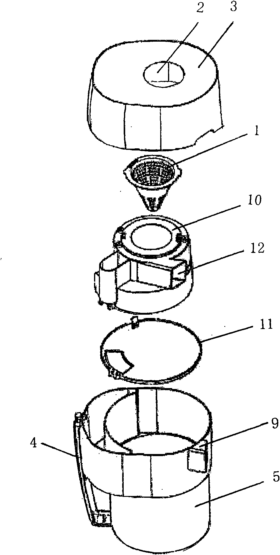 Dust collecting barrel with separated part
