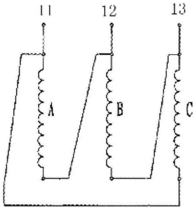 Lead structure of triangular iron roll core transformer