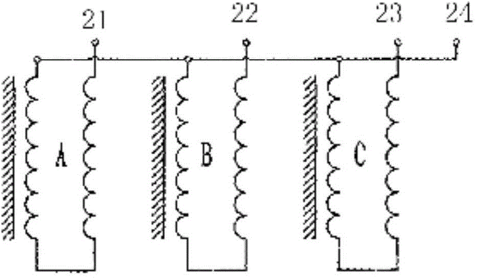 Lead structure of triangular iron roll core transformer