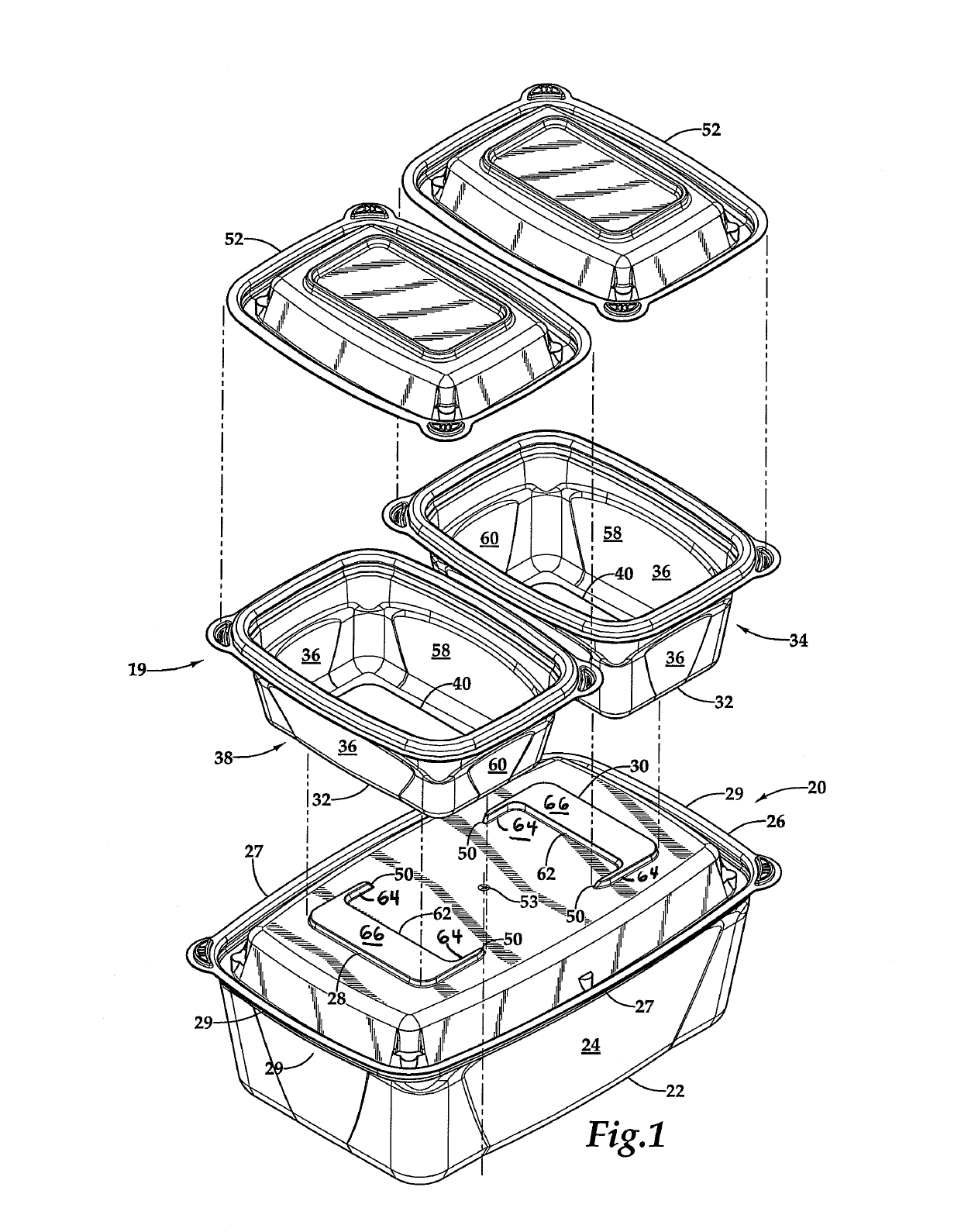 Container lid stackable with one or two smaller containers