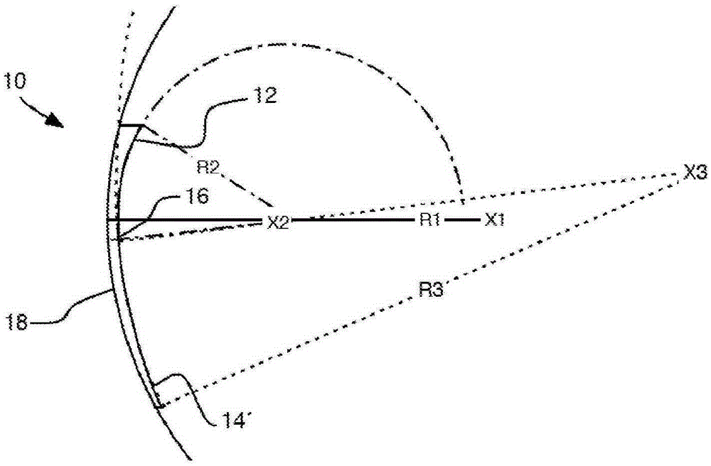 Non-progressive corridor bi-focal lens with substantially tangent boundary of near and distal visual fields