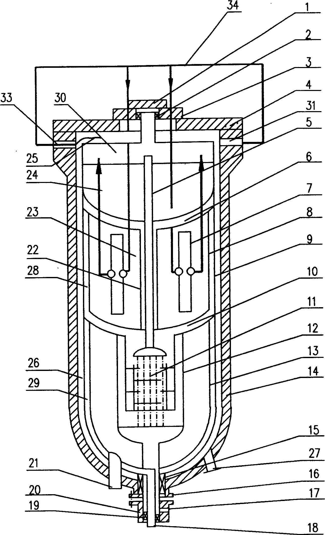 Multistage gas solie chemical reactor