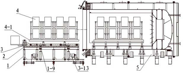 Heavy-duty feed trolley device of large horizontal thermal treatment furnace