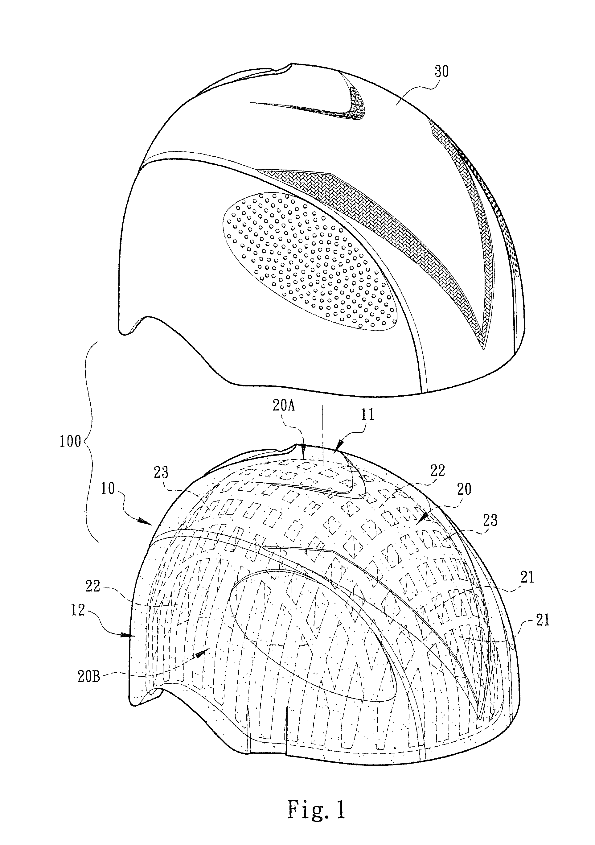 Reinforcement structure of safety helmet and manufacturing method thereof