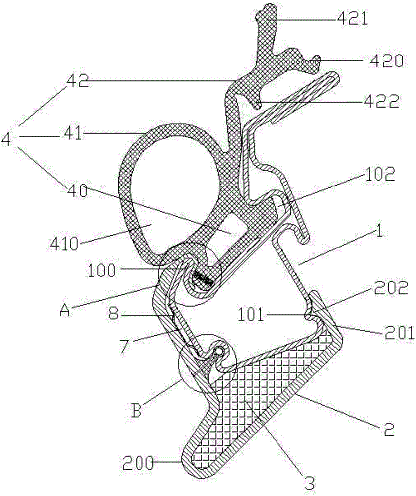 Connecting structure for car window inner decorative strip and sheet metal frame