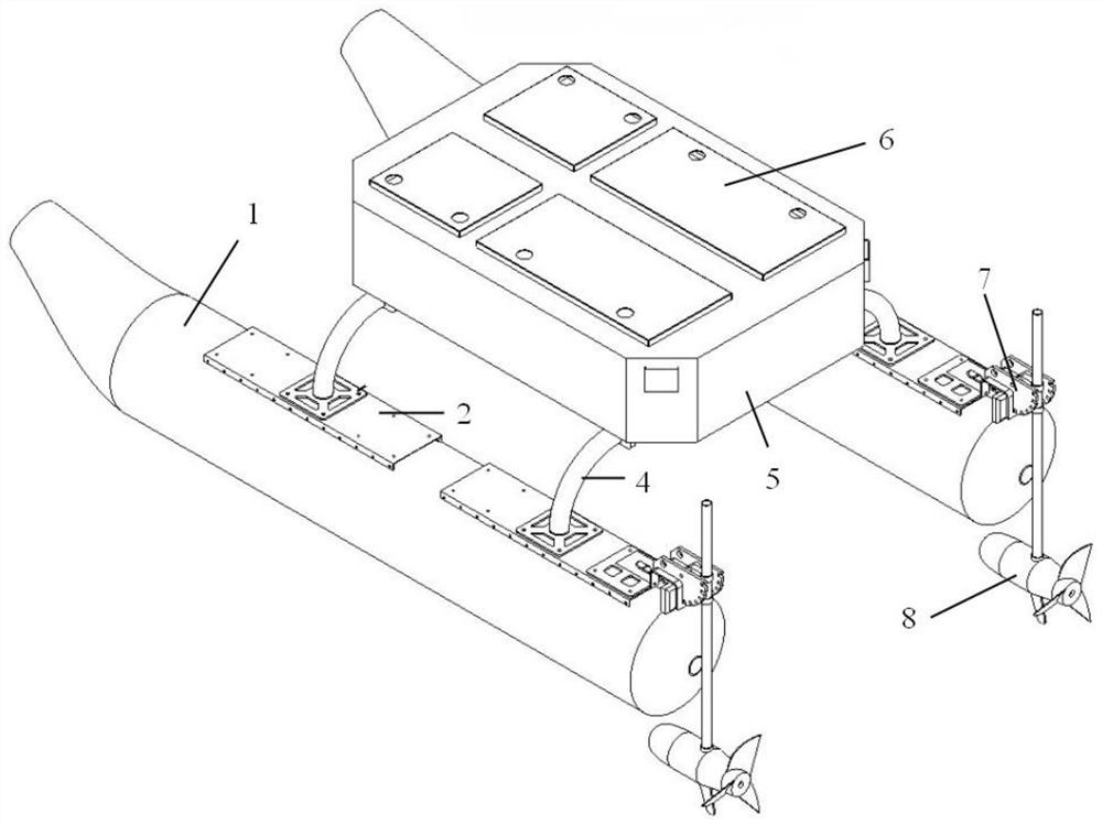 Detachable folding inflatable double-body unmanned ship