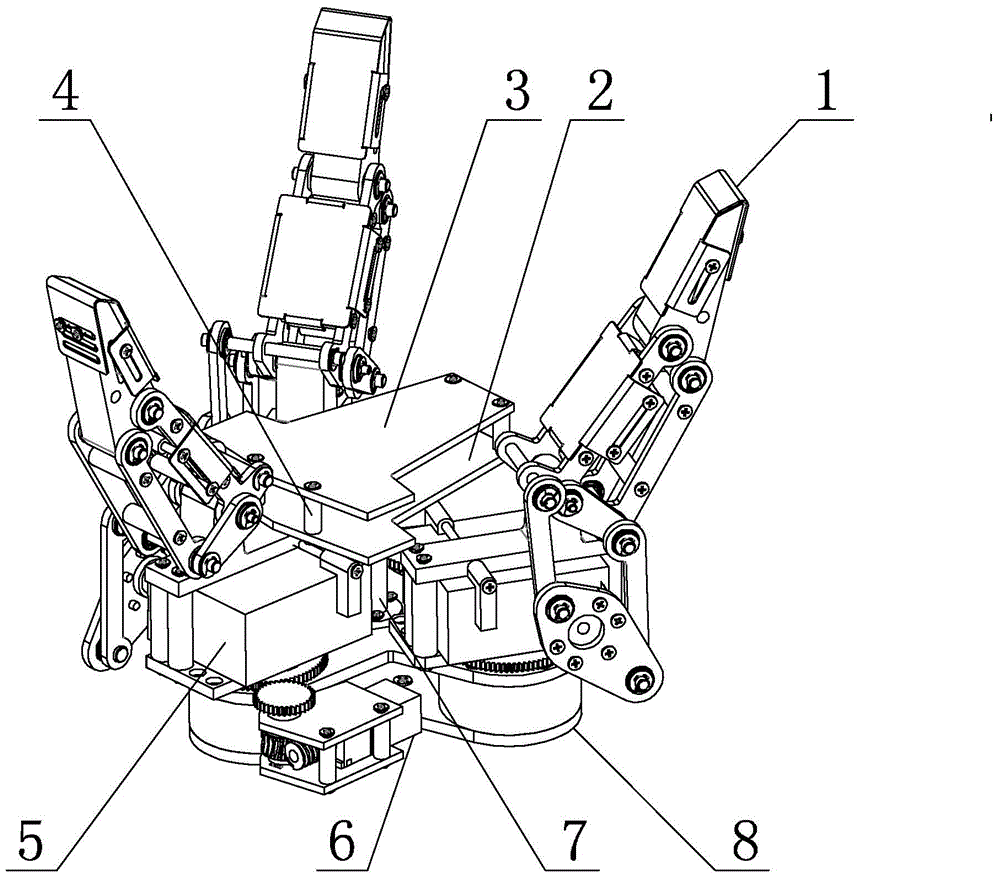 Three-finger mechanical gripper with variable structure
