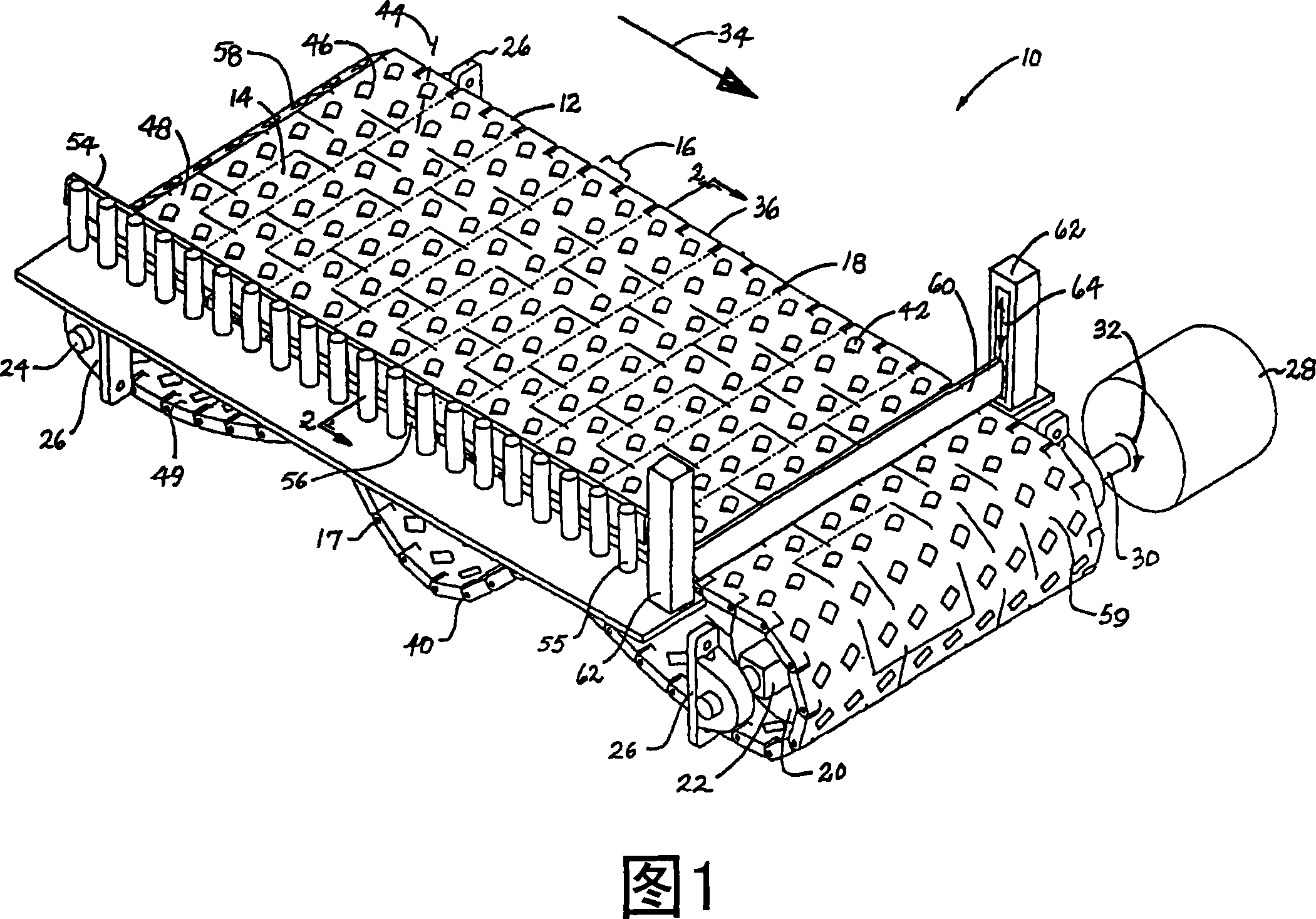 Roller-belt conveyor for accumulating and moving articles laterally across the conveyor