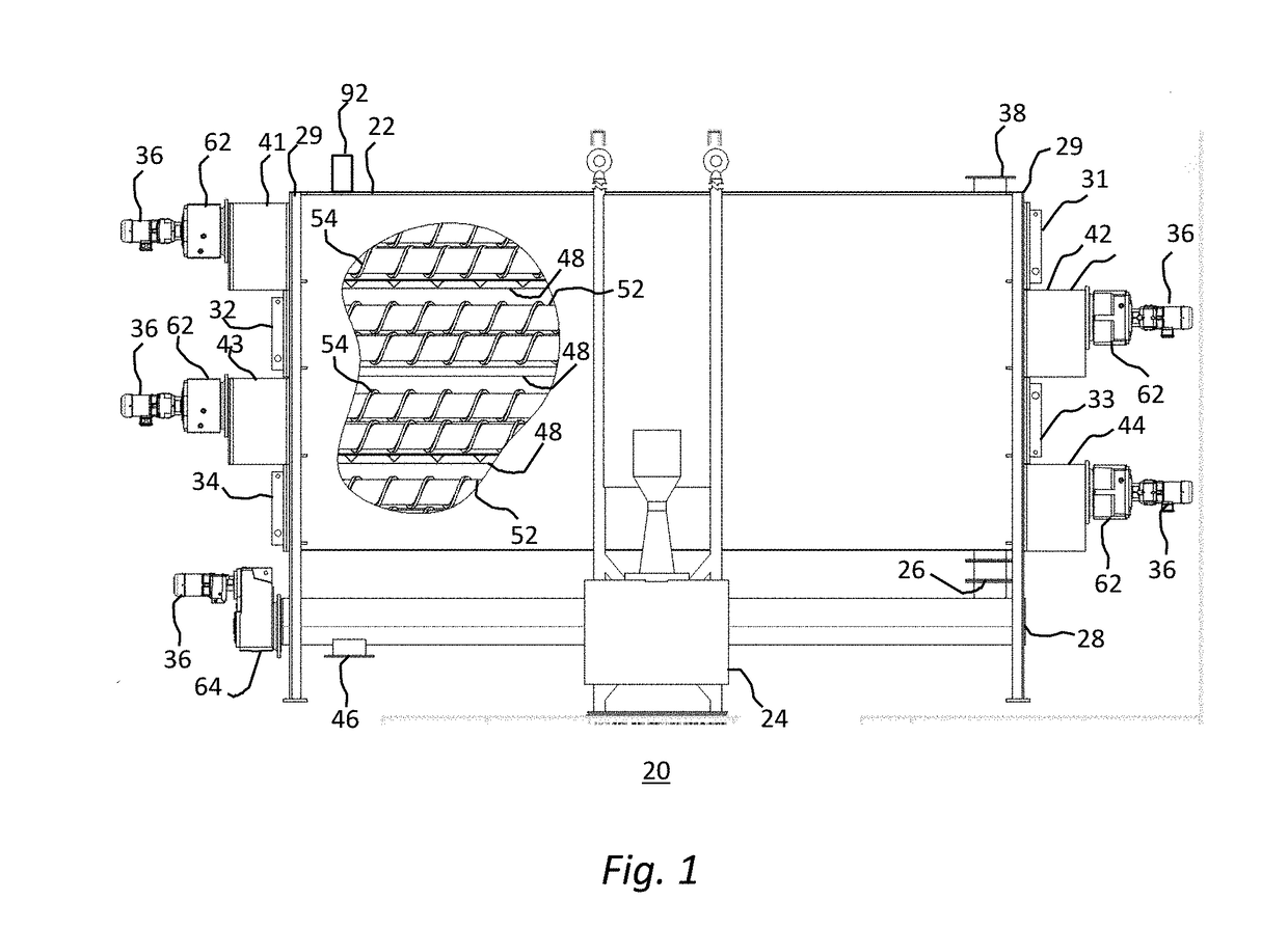 Heat exchanger with thermal fluid-containing shaft and shaft-riding auger for solids and slurries