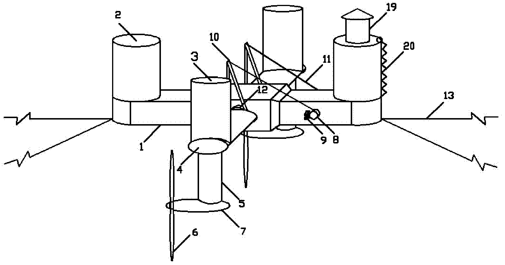 Semi-submersible type tide power generation device