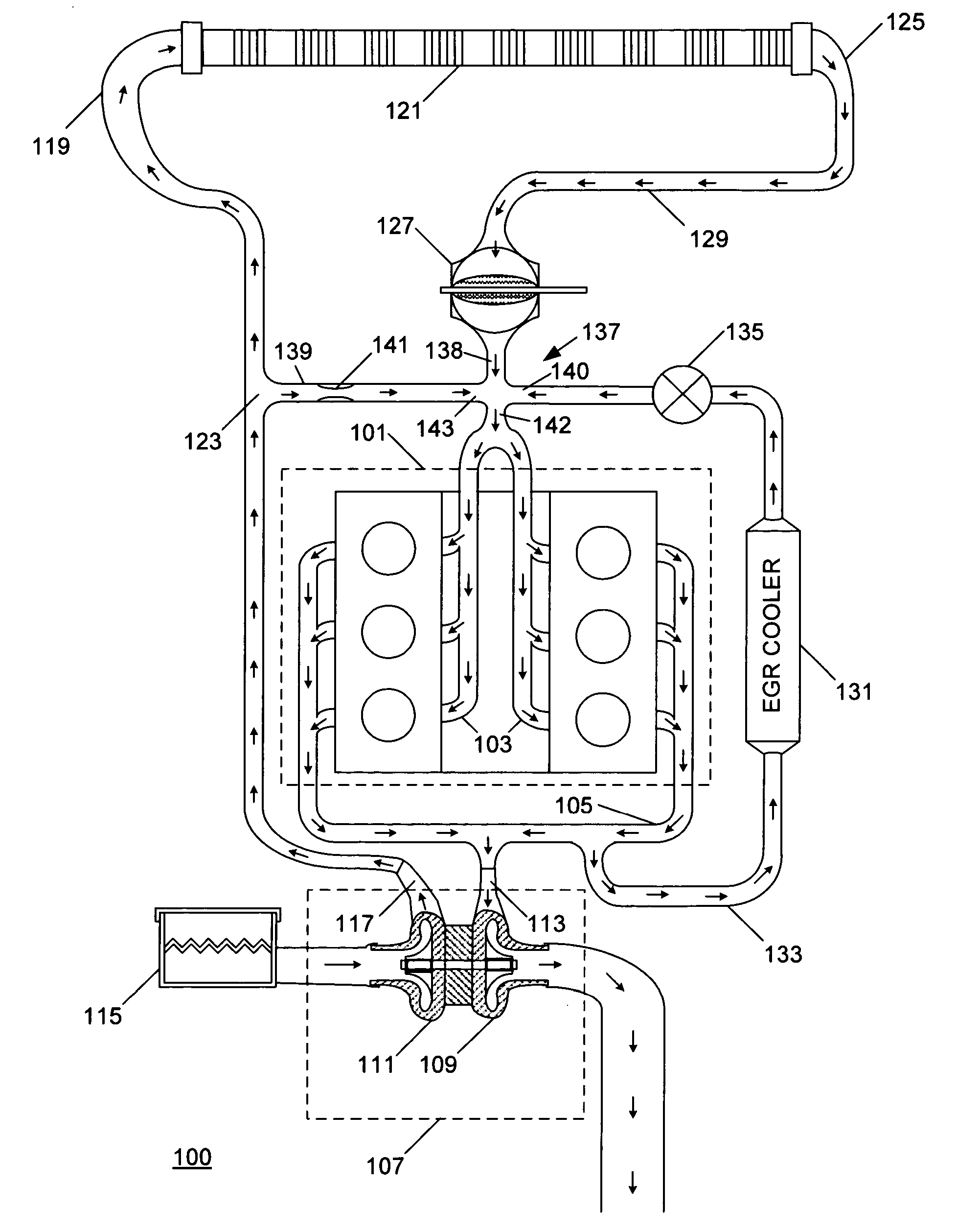 Diesel engine charge air cooler bypass passage and method