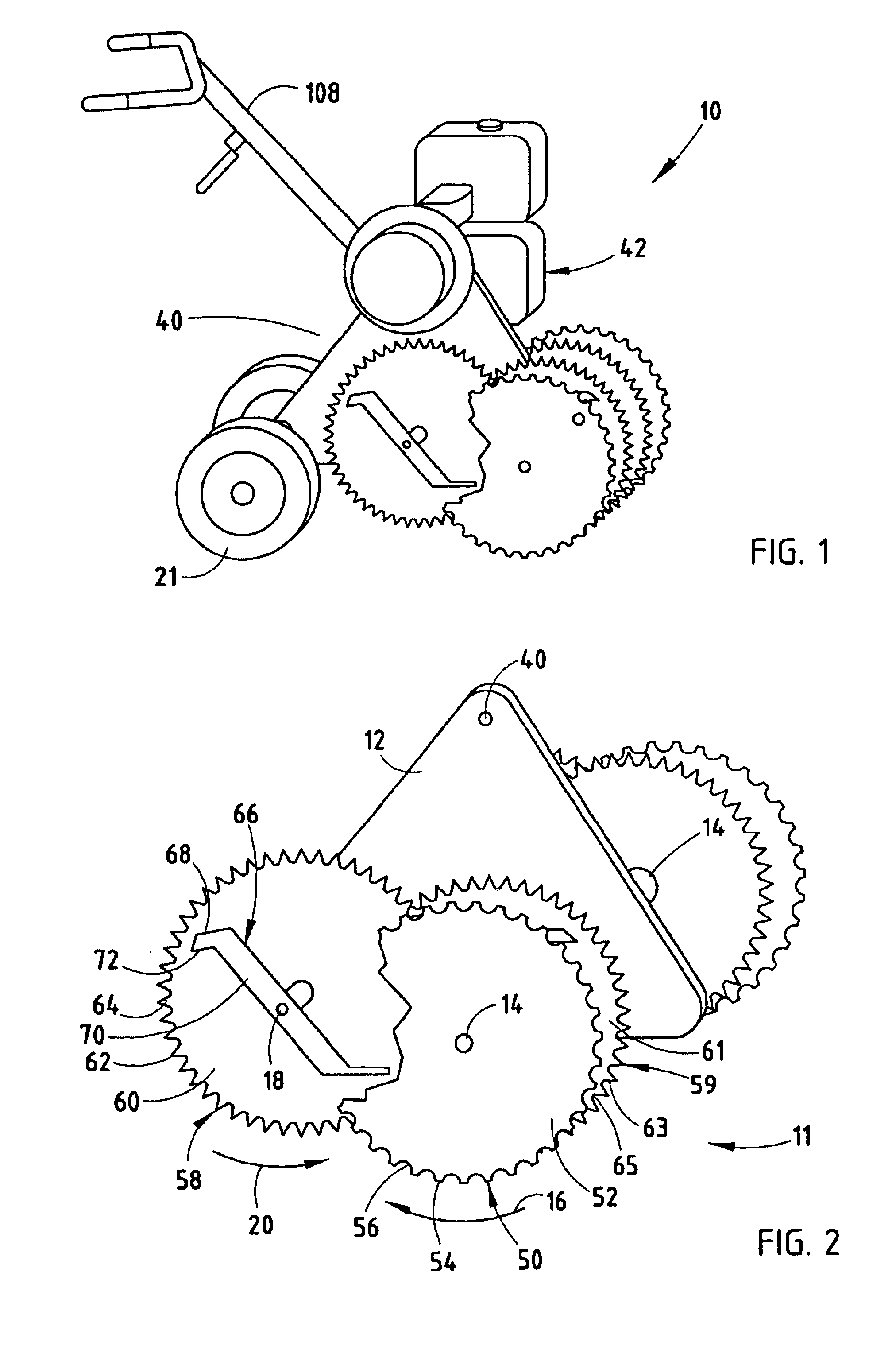 Counter-rotating twin shaft system for gardening machines