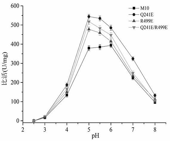 Method for improving acid stability of glucose oxidase, mutant Q241E/R499E, gene and application