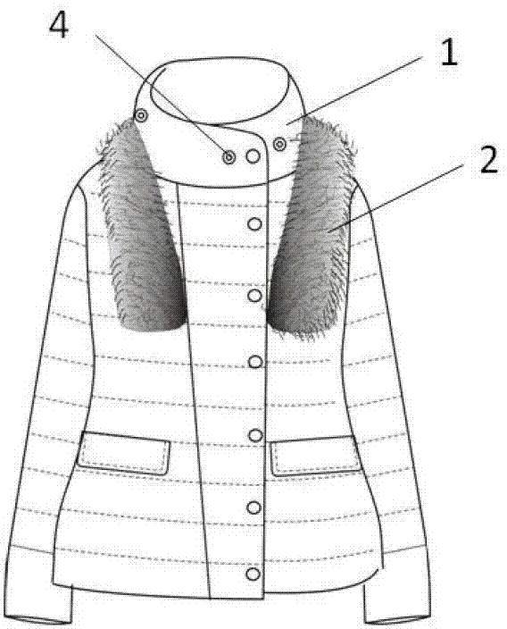 Down jacket with fur collar capable of serving as shoulder protector