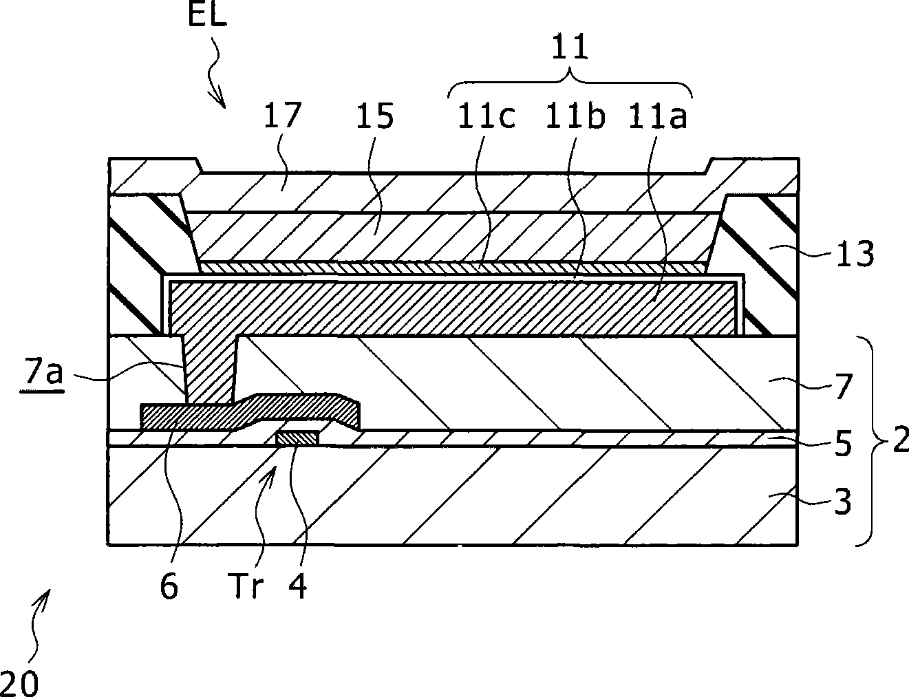 Organic electroluminescent device, fabrication process of organic electroluminescent device, display device, and fabrication process of display device