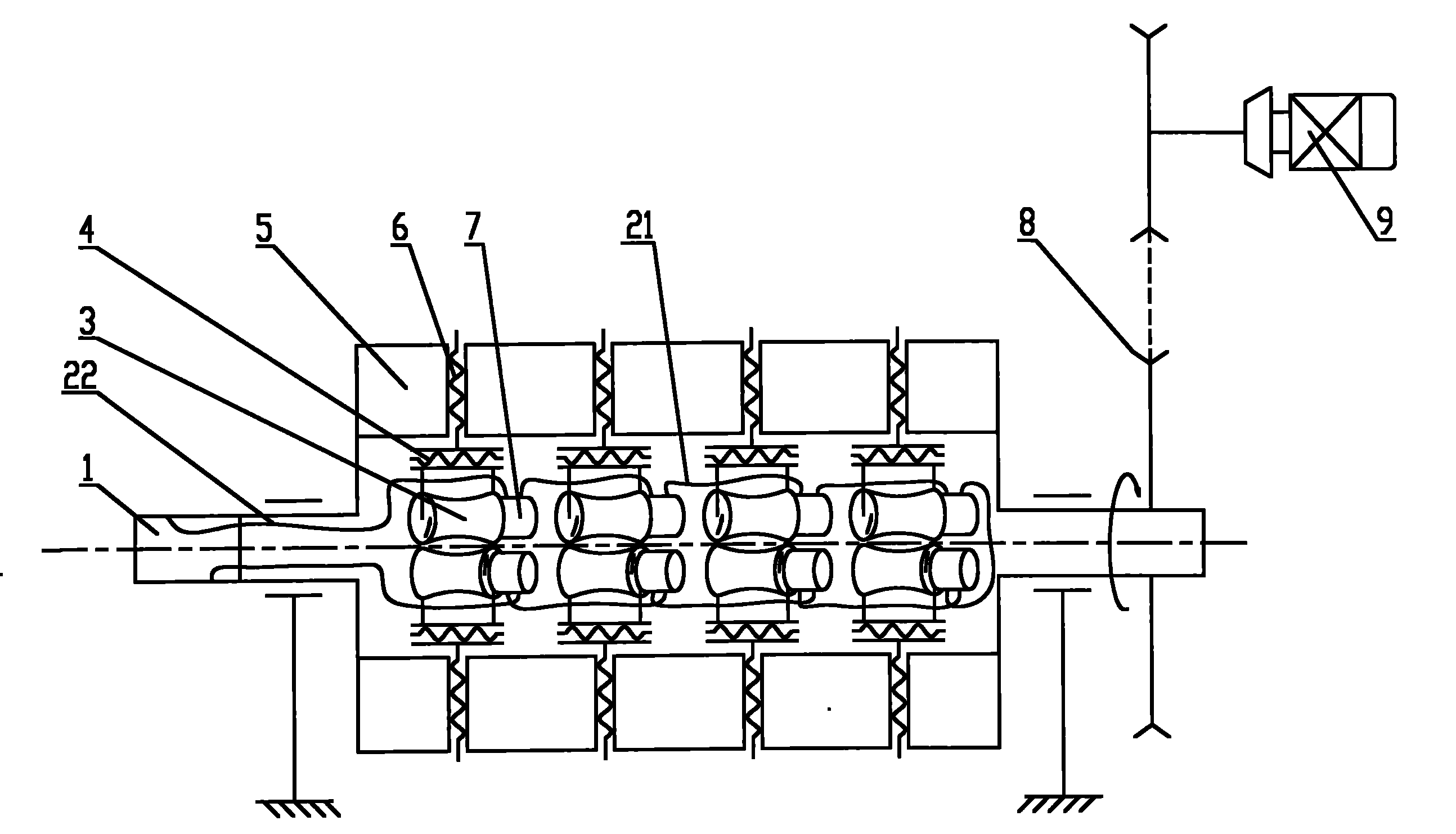 Planetary web roll rotating hub type flattening machine