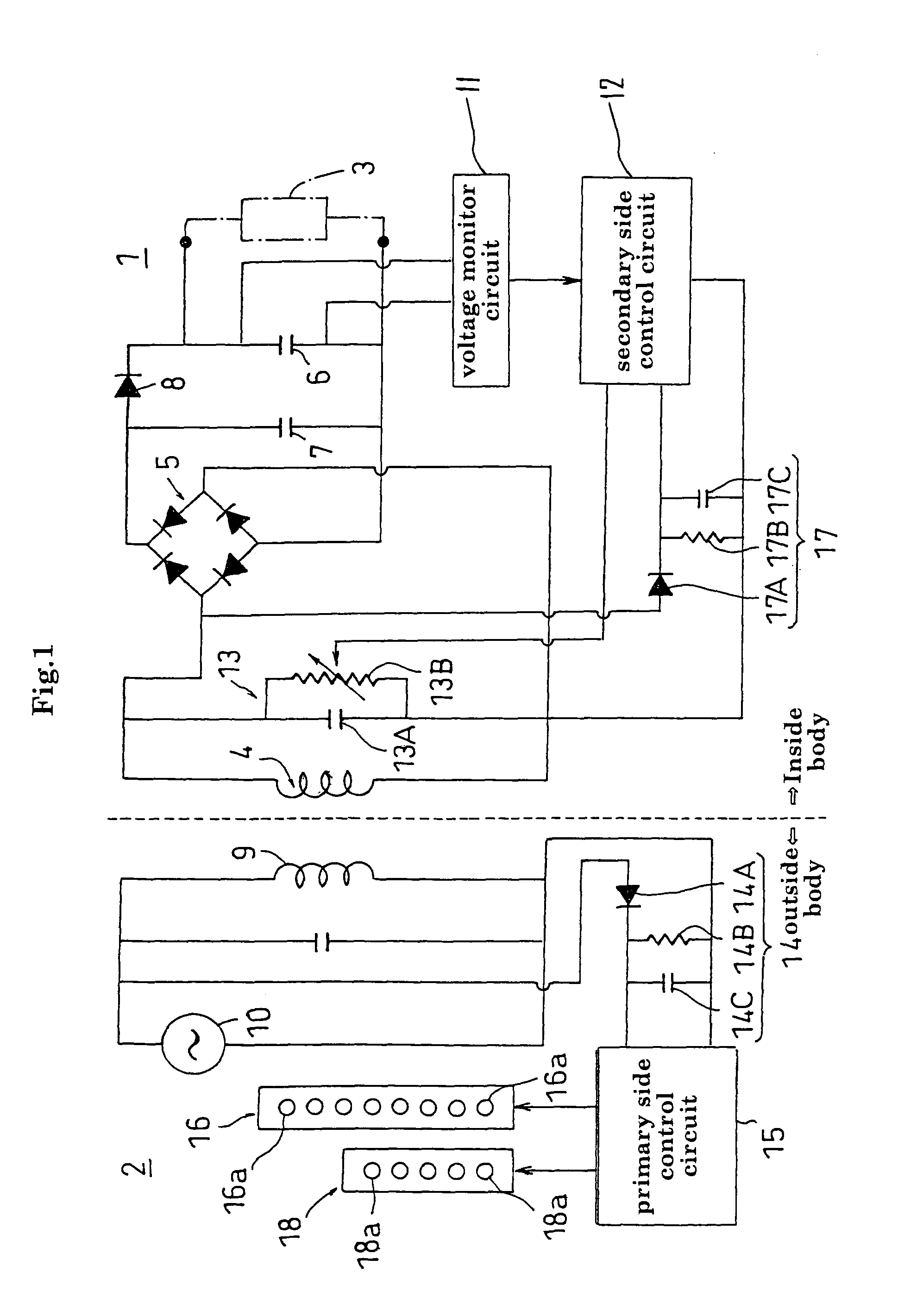 Contactless charging system for an artificial organ, a storage device and a feeding device for use with this system