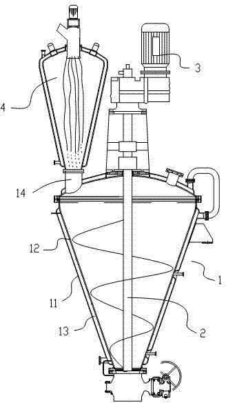 Granulating type single-cone dryer