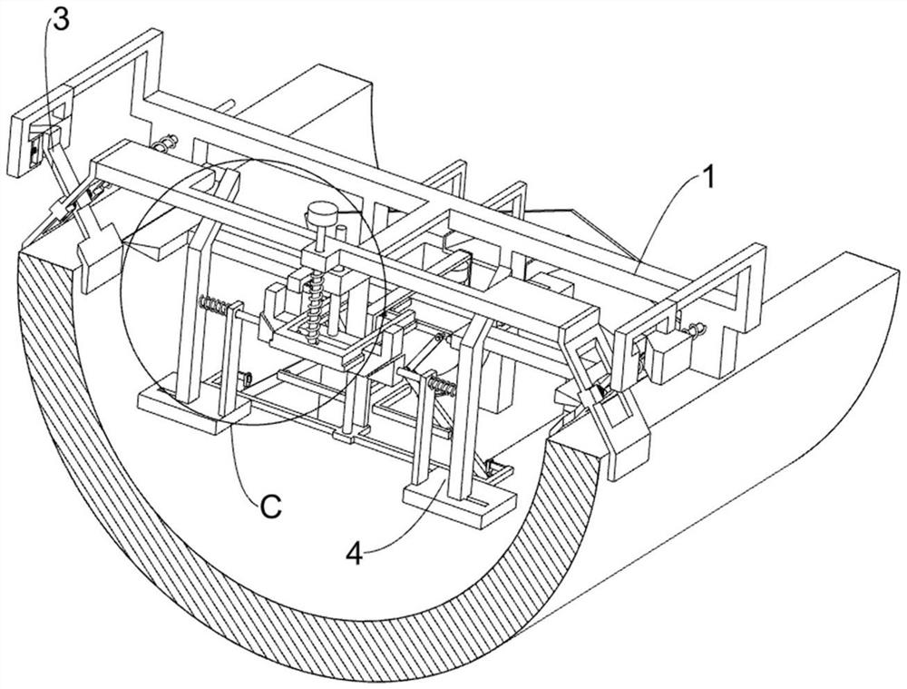 An arc-shaped spillway waterproof material coating device