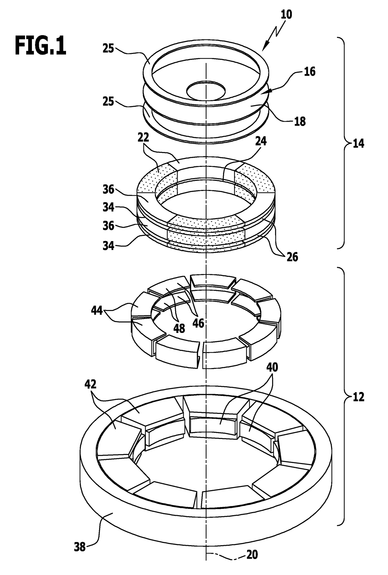 Stator-rotor device for an electrical machine