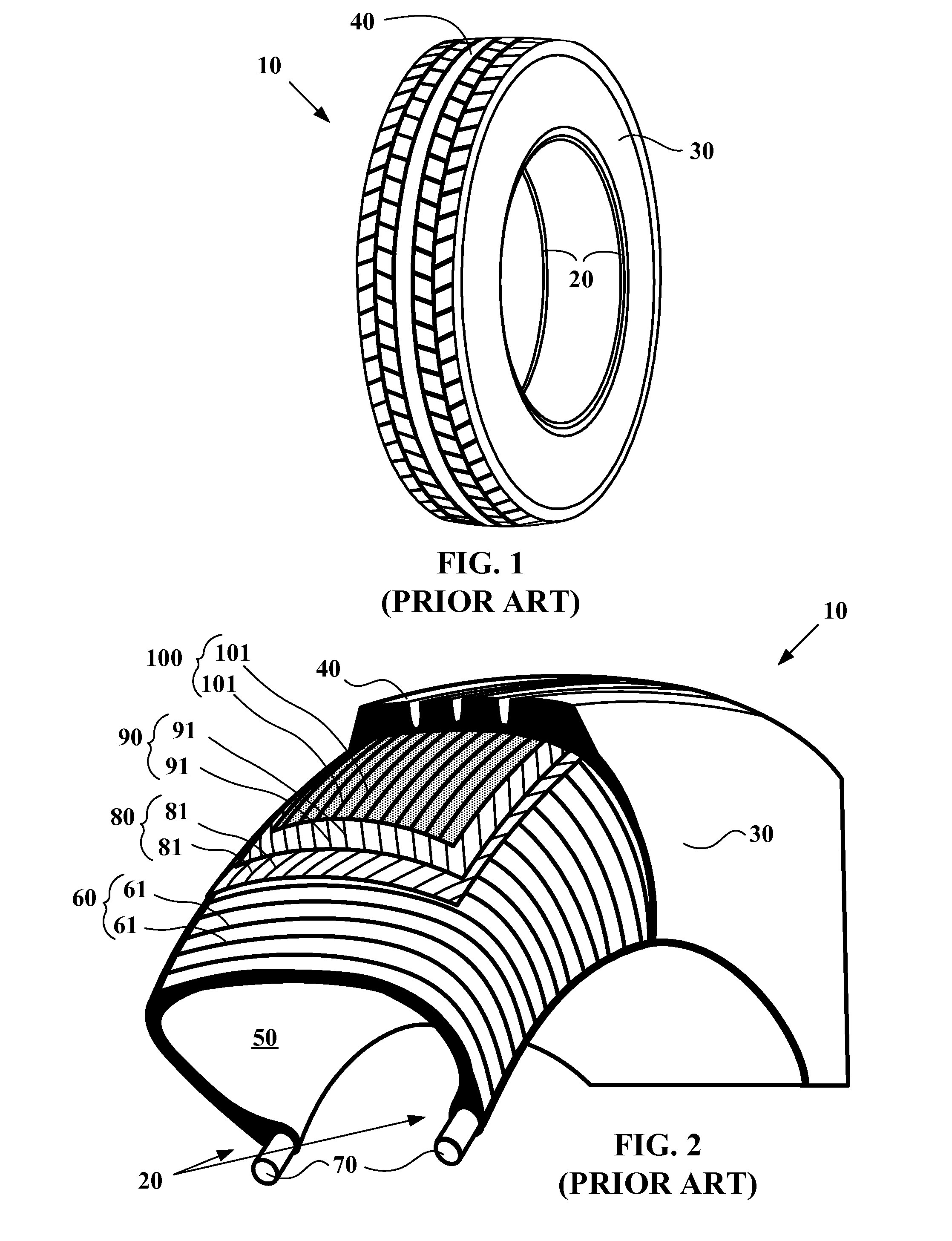 Tire the Crown of Which has a Stiffening Reinforcement