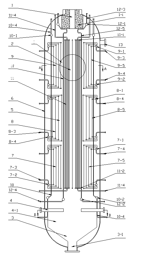 Integrated sarciniform radiation preheating hybrid heat recovery device with flue gas chilling function