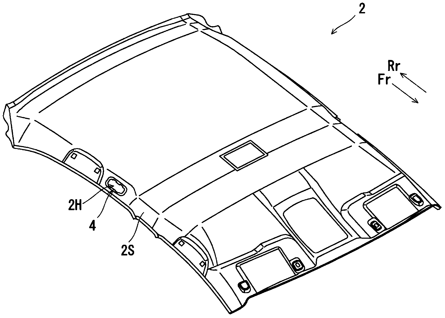 Peripheral structure of electrical component installing unit for installing electrical component to roof panel