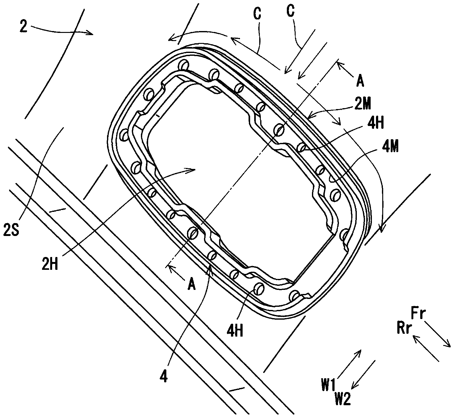 Peripheral structure of electrical component installing unit for installing electrical component to roof panel