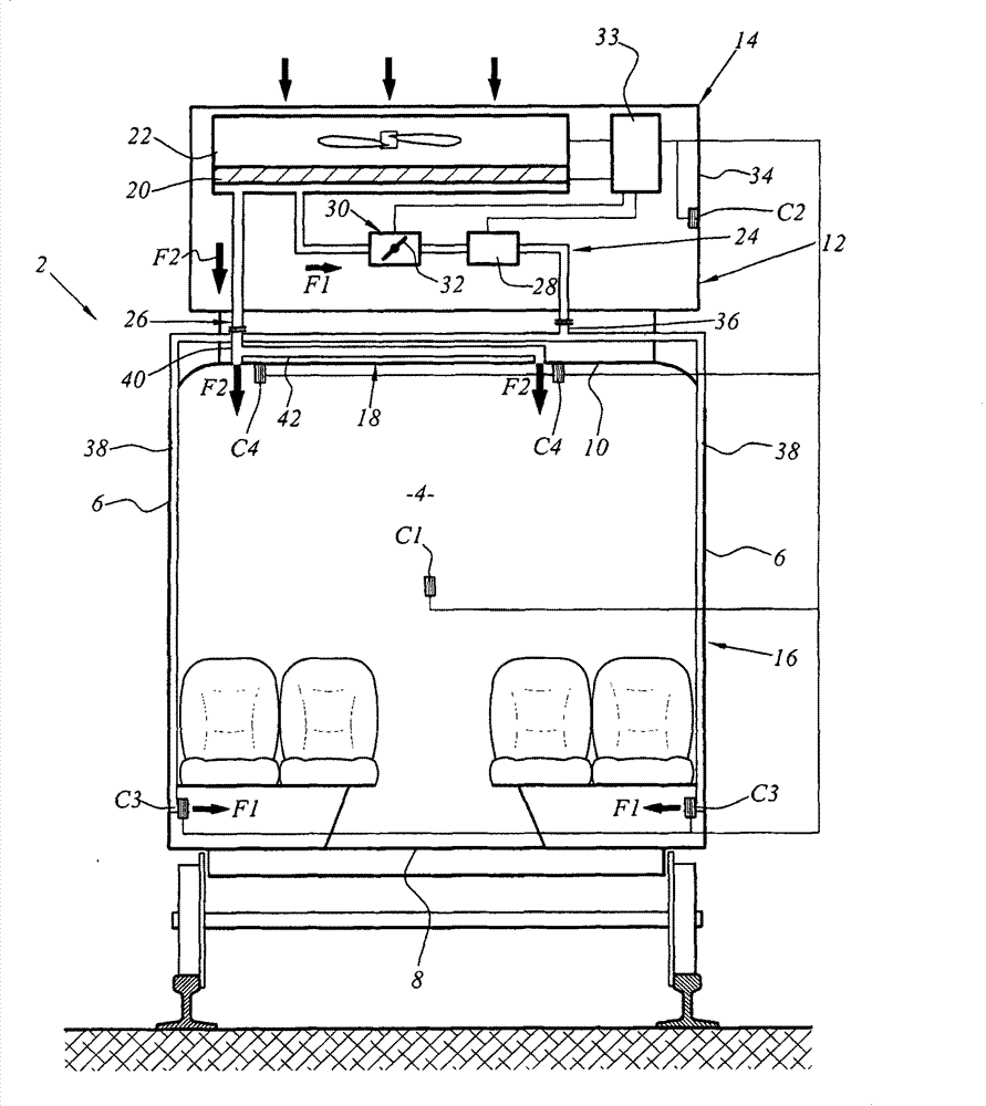 Air conditioning system for a compartment of a rail vehicle, corresponding rail vehicle and air conditioning method thereof
