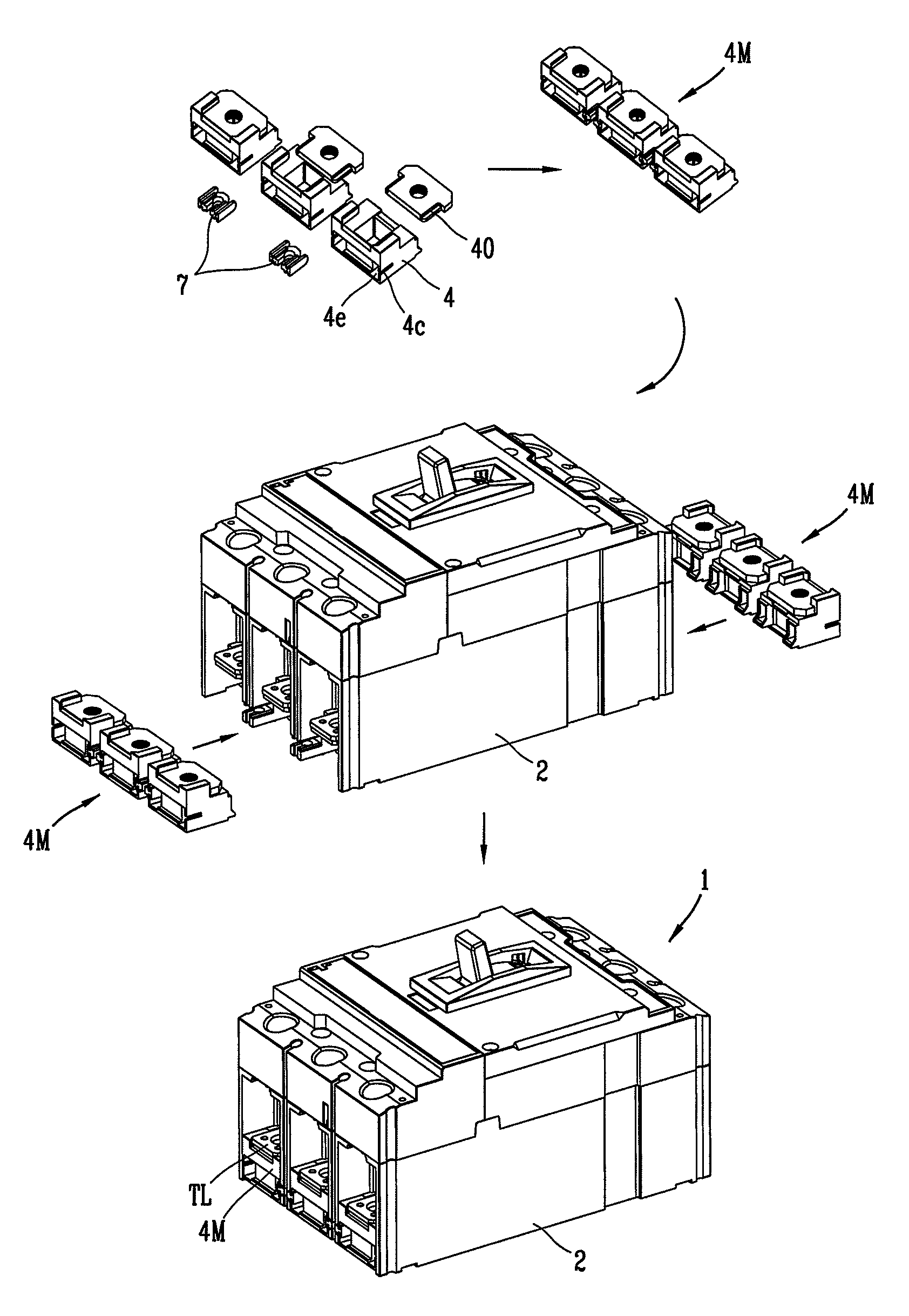 Modular terminal for molded case circuit breaker and molded case circuit breaker having the same