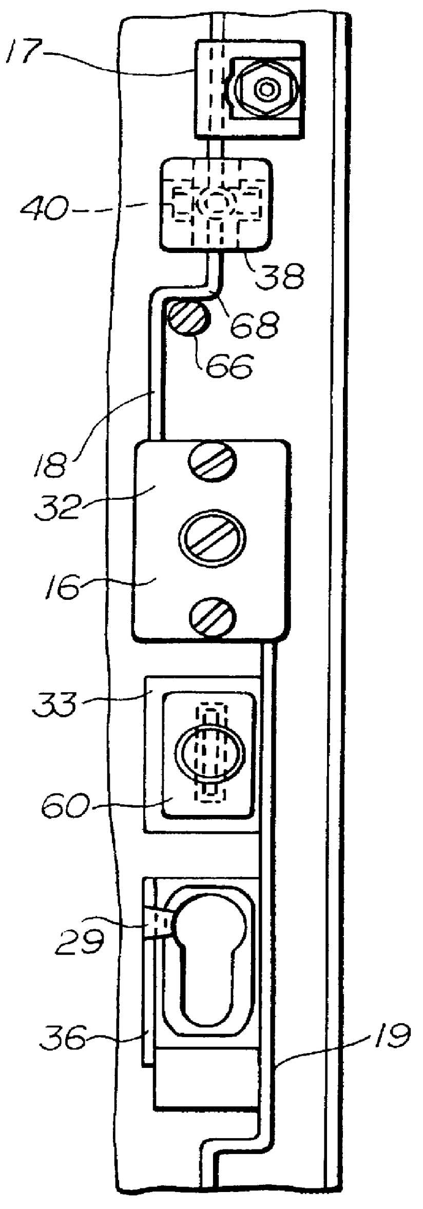 Security device for the lock on a switchgear-cabinet door, machine housing, etc.