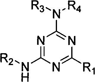 Use of 2-alkyl substituted 4,6-diamino-1,3-5-triazine derivate