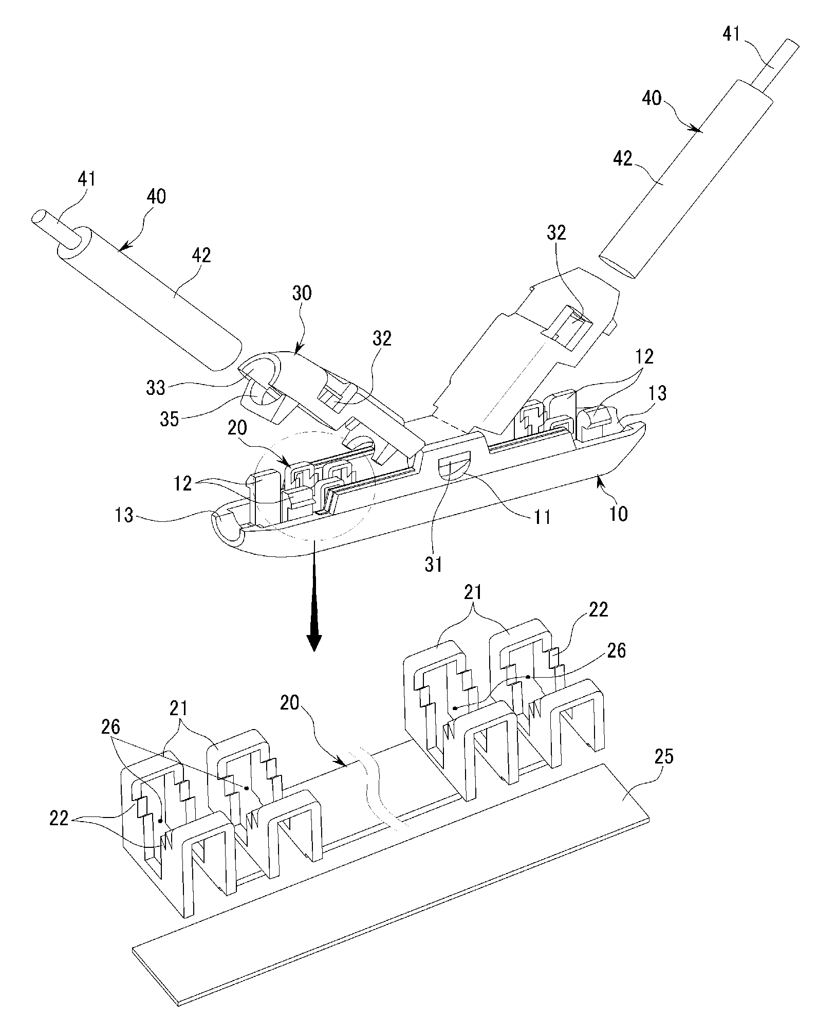 Electric wire connector for press connecting electric wires